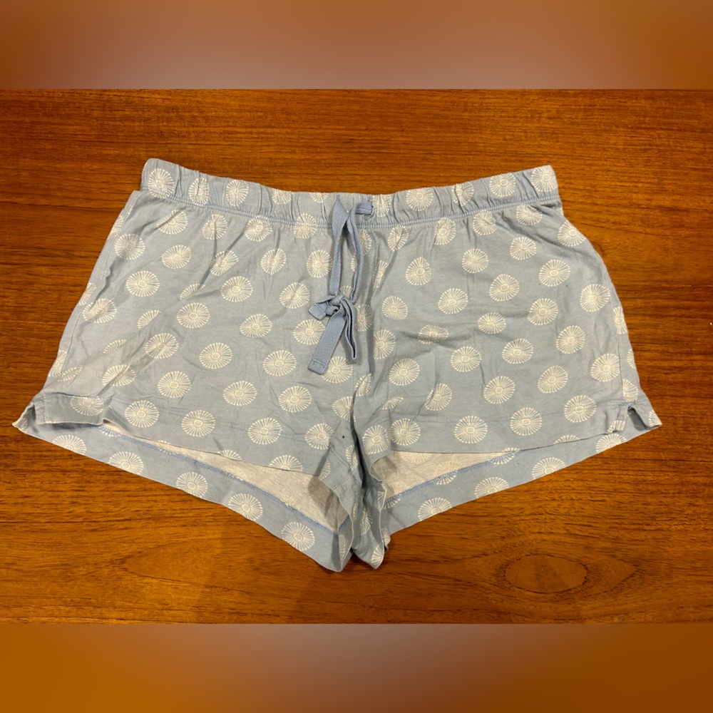 Joe fresh | blue and white cotton pajama shorts tied and elastic waist | size L - Picture 2 of 6